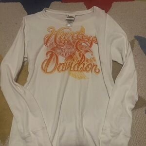Harley-Davidson White and Orange Graphic Long Sleeve